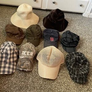 10 womens hat lot. Ball cap, winter hats, summer hars and more!